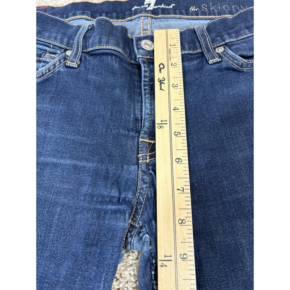7 For‎ All Mankind Dark Wash Stretch Mid Rise The Skinny Denim Jeans sz 28 - Picture 6 of 11